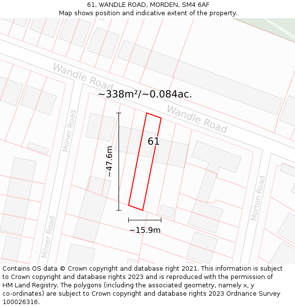 61, WANDLE ROAD, MORDEN, SM4 6AF: Plot and title map