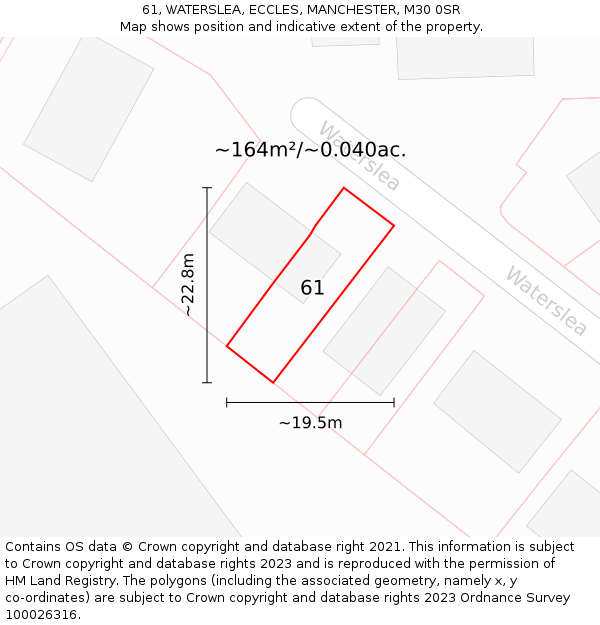 61, WATERSLEA, ECCLES, MANCHESTER, M30 0SR: Plot and title map