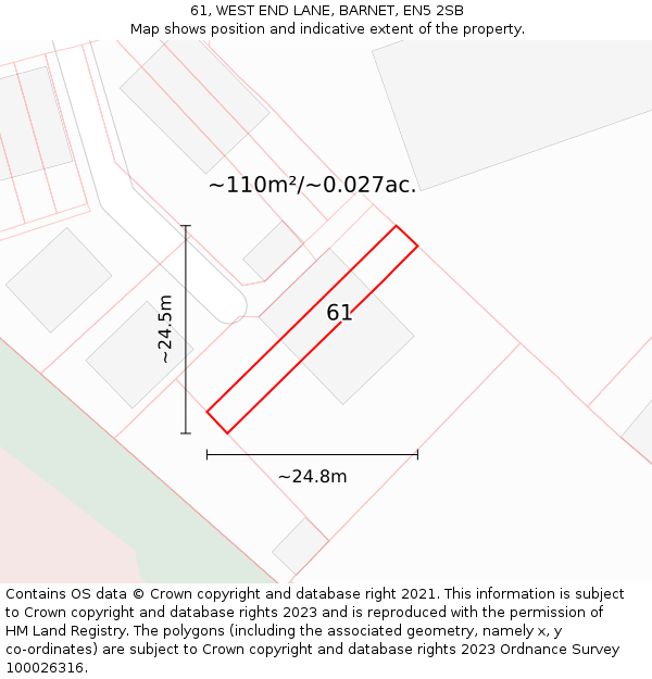 61, WEST END LANE, BARNET, EN5 2SB: Plot and title map