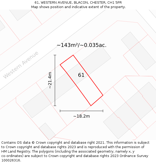 61, WESTERN AVENUE, BLACON, CHESTER, CH1 5PR: Plot and title map