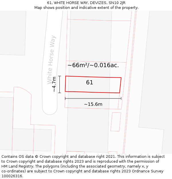 61, WHITE HORSE WAY, DEVIZES, SN10 2JR: Plot and title map