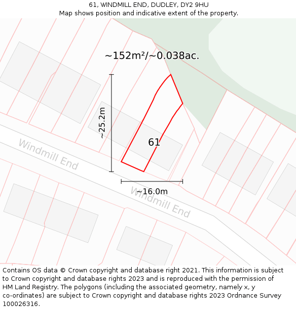 61, WINDMILL END, DUDLEY, DY2 9HU: Plot and title map