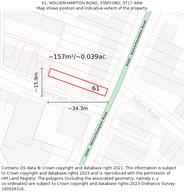 61, WOLVERHAMPTON ROAD, STAFFORD, ST17 4AW: Plot and title map