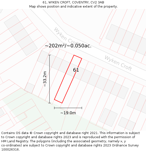 61, WYKEN CROFT, COVENTRY, CV2 3AB: Plot and title map