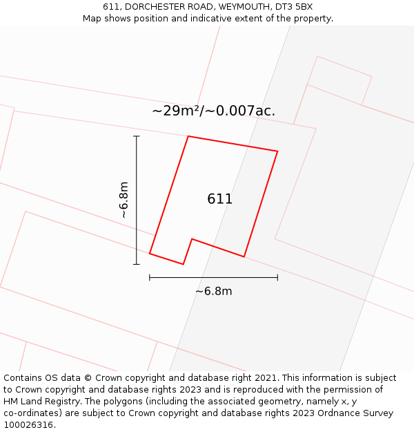 611, DORCHESTER ROAD, WEYMOUTH, DT3 5BX: Plot and title map