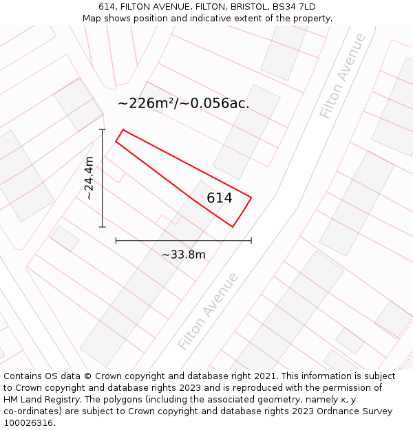 614, FILTON AVENUE, FILTON, BRISTOL, BS34 7LD: Plot and title map