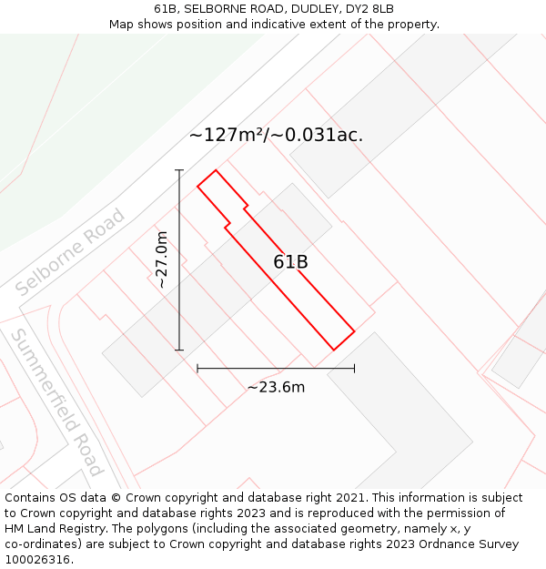 61B, SELBORNE ROAD, DUDLEY, DY2 8LB: Plot and title map