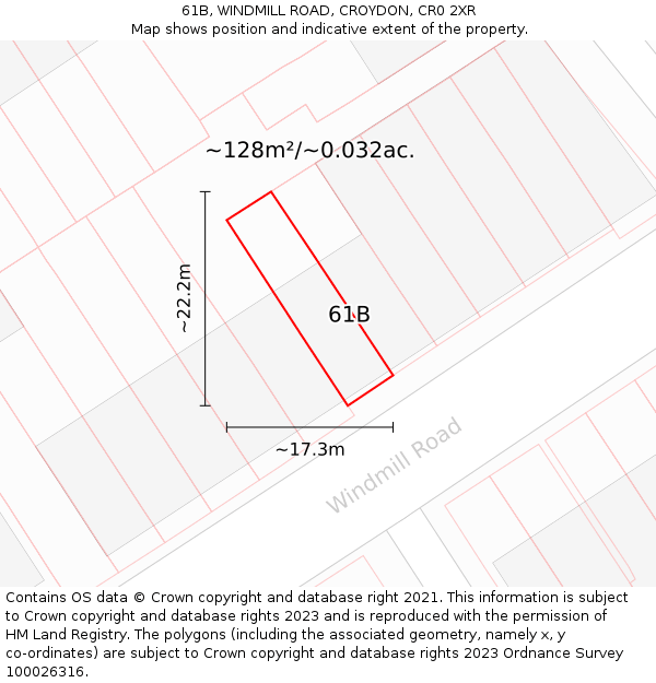 61B, WINDMILL ROAD, CROYDON, CR0 2XR: Plot and title map