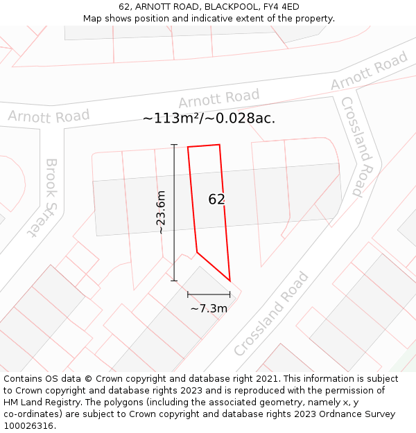 62, ARNOTT ROAD, BLACKPOOL, FY4 4ED: Plot and title map