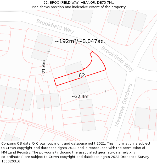 62, BROOKFIELD WAY, HEANOR, DE75 7NU: Plot and title map