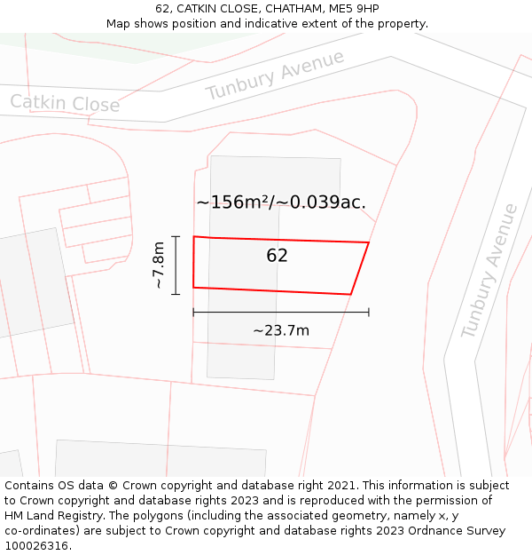 62, CATKIN CLOSE, CHATHAM, ME5 9HP: Plot and title map