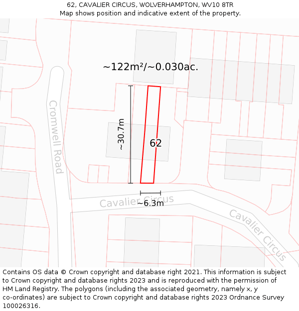 62, CAVALIER CIRCUS, WOLVERHAMPTON, WV10 8TR: Plot and title map