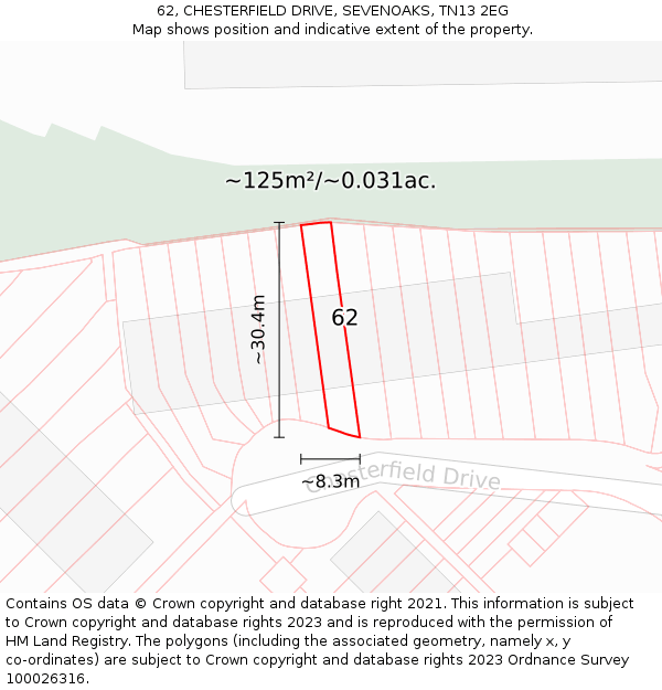 62, CHESTERFIELD DRIVE, SEVENOAKS, TN13 2EG: Plot and title map