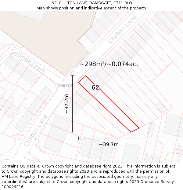 62, CHILTON LANE, RAMSGATE, CT11 0LQ: Plot and title map