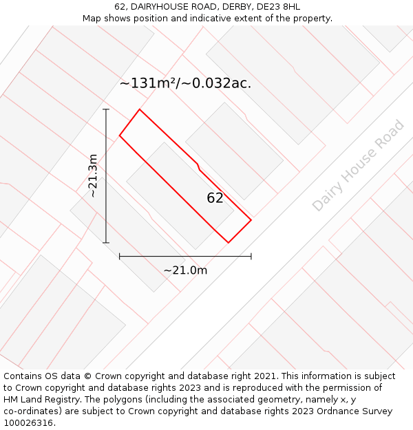 62, DAIRYHOUSE ROAD, DERBY, DE23 8HL: Plot and title map