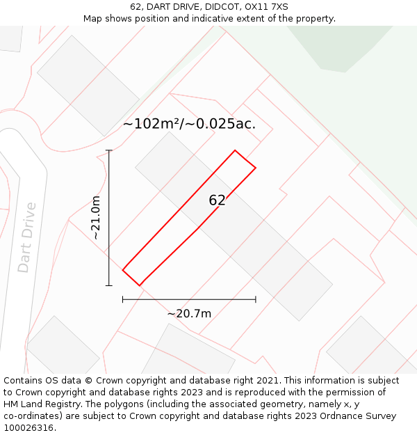 62, DART DRIVE, DIDCOT, OX11 7XS: Plot and title map