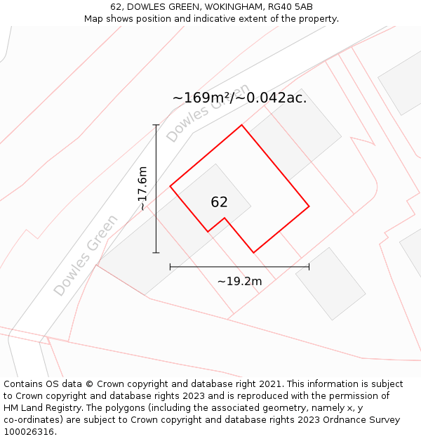 62, DOWLES GREEN, WOKINGHAM, RG40 5AB: Plot and title map