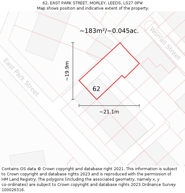 62, EAST PARK STREET, MORLEY, LEEDS, LS27 0PW: Plot and title map