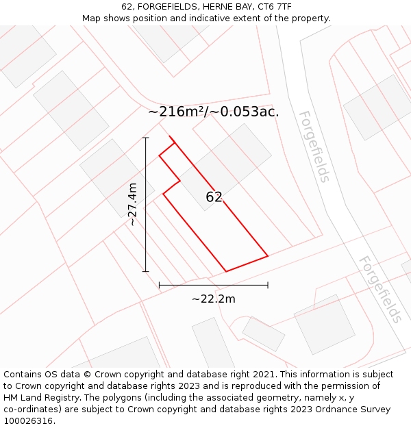 62, FORGEFIELDS, HERNE BAY, CT6 7TF: Plot and title map