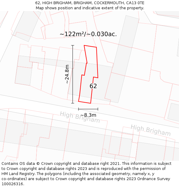 62, HIGH BRIGHAM, BRIGHAM, COCKERMOUTH, CA13 0TE: Plot and title map