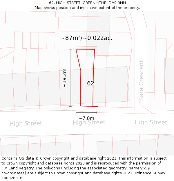 62, HIGH STREET, GREENHITHE, DA9 9NN: Plot and title map