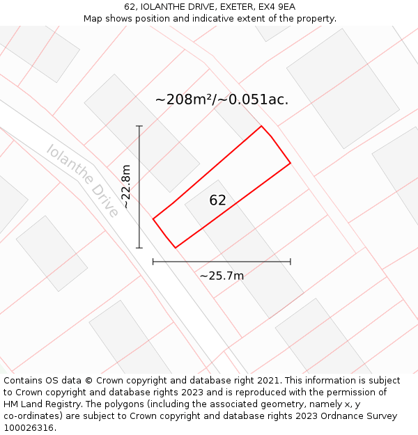 62, IOLANTHE DRIVE, EXETER, EX4 9EA: Plot and title map