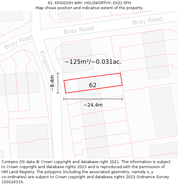 62, KINGDON WAY, HOLSWORTHY, EX22 6FN: Plot and title map