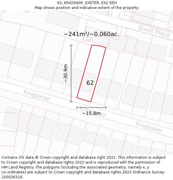 62, KINGSWAY, EXETER, EX2 5EN: Plot and title map