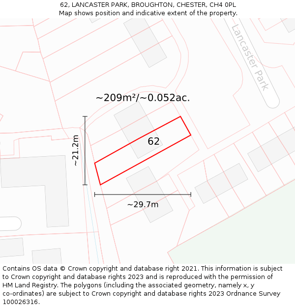 62, LANCASTER PARK, BROUGHTON, CHESTER, CH4 0PL: Plot and title map