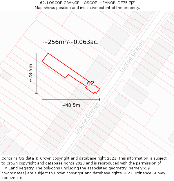 62, LOSCOE GRANGE, LOSCOE, HEANOR, DE75 7JZ: Plot and title map