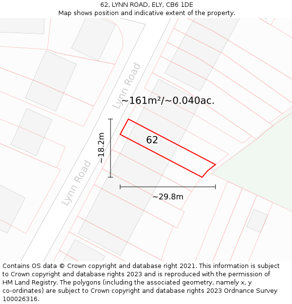 62, LYNN ROAD, ELY, CB6 1DE: Plot and title map