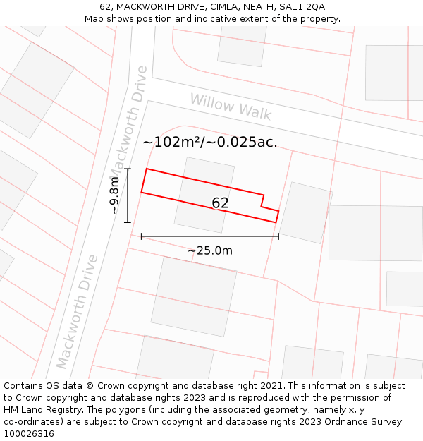 62, MACKWORTH DRIVE, CIMLA, NEATH, SA11 2QA: Plot and title map