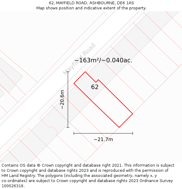 62, MAYFIELD ROAD, ASHBOURNE, DE6 1AS: Plot and title map