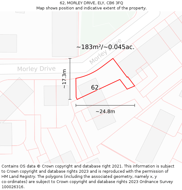 62, MORLEY DRIVE, ELY, CB6 3FQ: Plot and title map