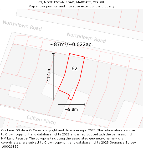 62, NORTHDOWN ROAD, MARGATE, CT9 2RL: Plot and title map