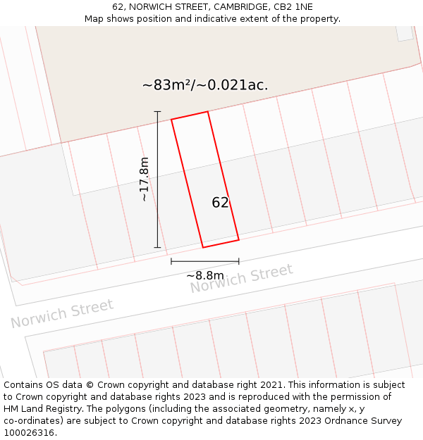 62, NORWICH STREET, CAMBRIDGE, CB2 1NE: Plot and title map