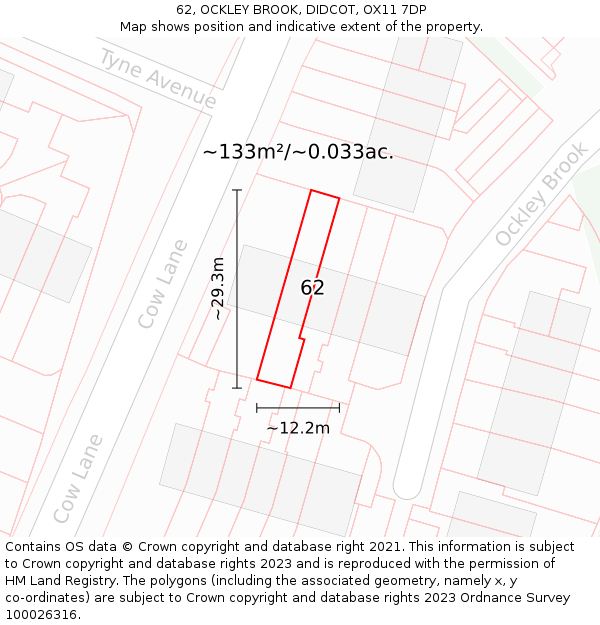 62, OCKLEY BROOK, DIDCOT, OX11 7DP: Plot and title map