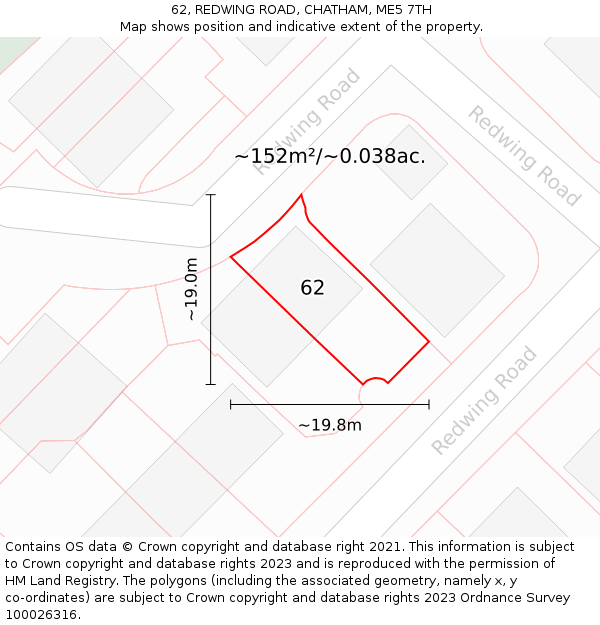 62, REDWING ROAD, CHATHAM, ME5 7TH: Plot and title map