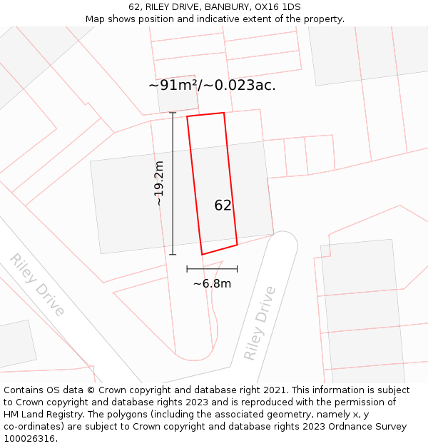 62, RILEY DRIVE, BANBURY, OX16 1DS: Plot and title map