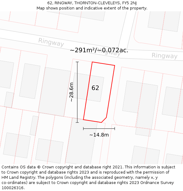 62, RINGWAY, THORNTON-CLEVELEYS, FY5 2NJ: Plot and title map