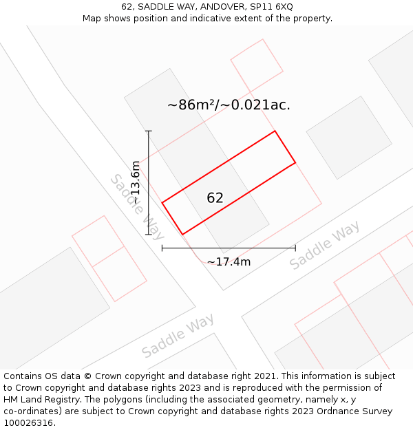 62, SADDLE WAY, ANDOVER, SP11 6XQ: Plot and title map