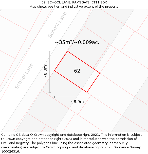 62, SCHOOL LANE, RAMSGATE, CT11 8QX: Plot and title map