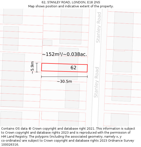 62, STANLEY ROAD, LONDON, E18 2NS: Plot and title map