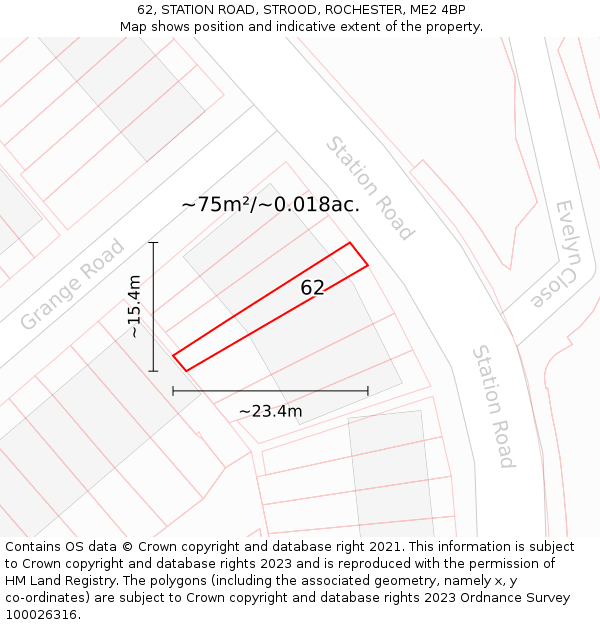 62, STATION ROAD, STROOD, ROCHESTER, ME2 4BP: Plot and title map