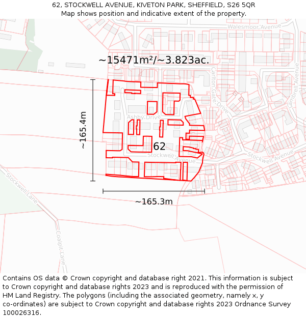 62, STOCKWELL AVENUE, KIVETON PARK, SHEFFIELD, S26 5QR: Plot and title map