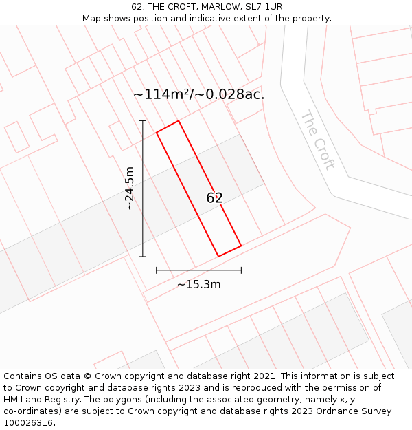 62, THE CROFT, MARLOW, SL7 1UR: Plot and title map