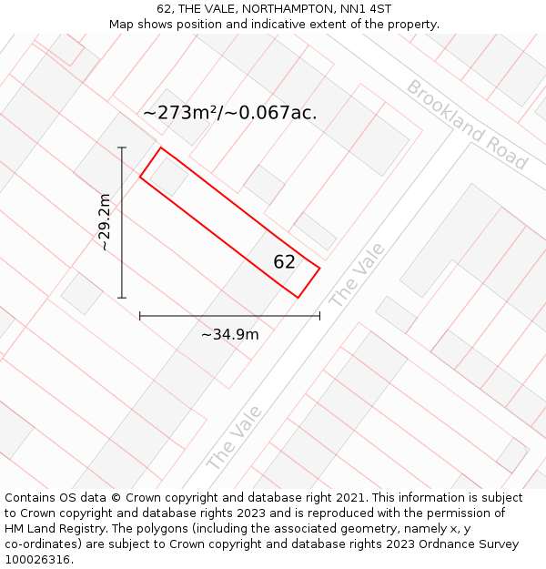 62, THE VALE, NORTHAMPTON, NN1 4ST: Plot and title map