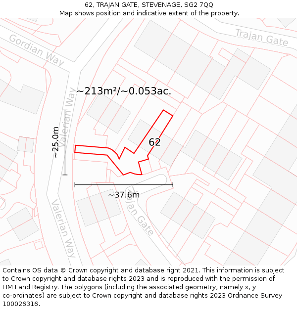 62, TRAJAN GATE, STEVENAGE, SG2 7QQ: Plot and title map