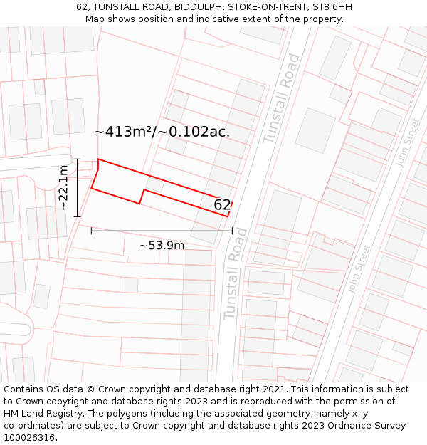 62, TUNSTALL ROAD, BIDDULPH, STOKE-ON-TRENT, ST8 6HH: Plot and title map