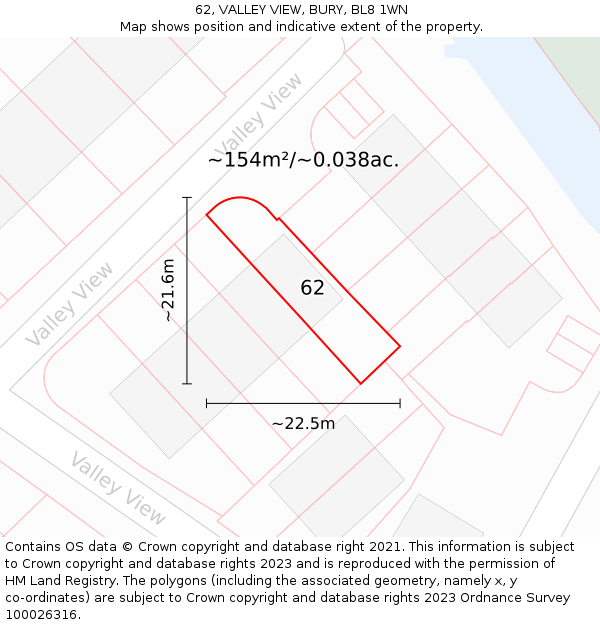 62, VALLEY VIEW, BURY, BL8 1WN: Plot and title map